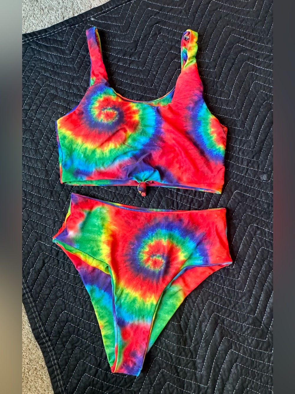 Never worn Tie-Dye Two-Piece Bikini Set - Rainbow Spiral. Hippie.